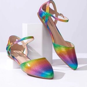 Unique Vintage Rainbow Glitter Women's Flats